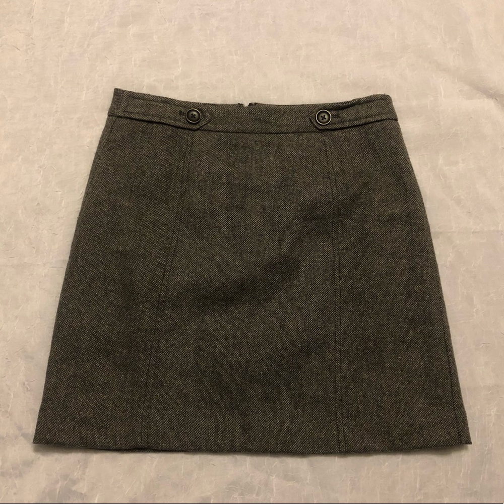 LOFT Gray Tweed Wool Shift Skirt Size 2